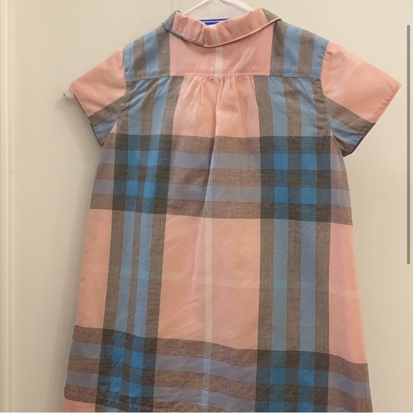 Burberry 2T toddler pink plaid shirt dress w/ short sleeves - Picture 3 of 4